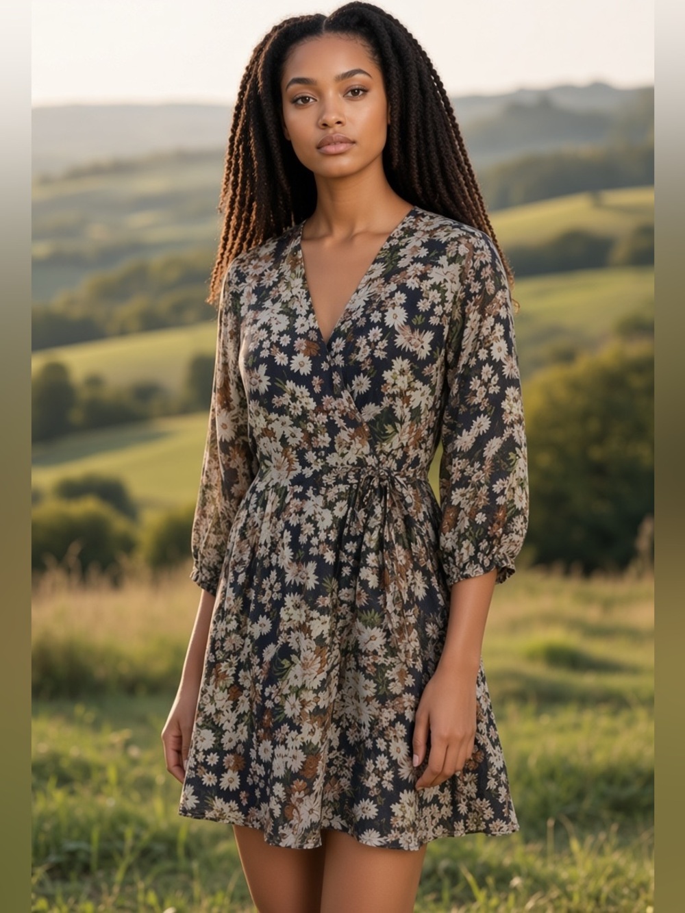 Madewell 3/4 Sleeve Daisy Reverie Babydoll Mini Dress